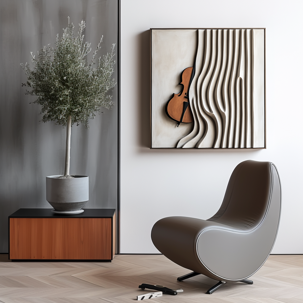 Echo of Strings – Hand-Painted 3D Violin Wall Art, Abstract Oil Painting on Canvas