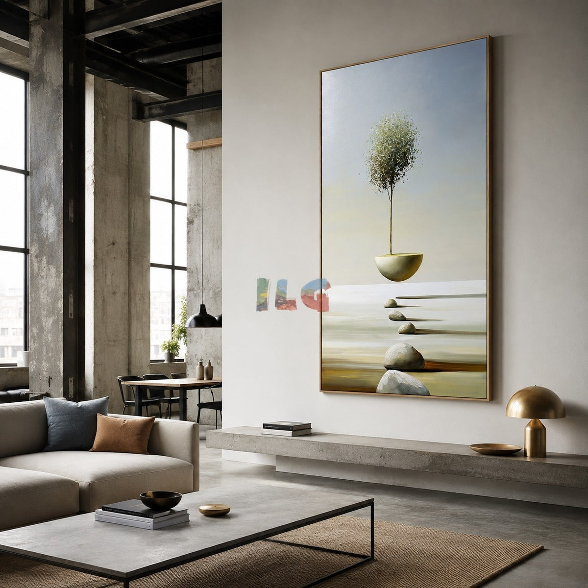 Floating Tree Sanctuary – Minimalist Surreal Landscape Wall Art