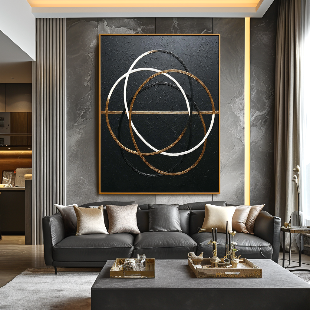 Interwoven Balance - Hand-Painted Textured Abstract Wall Art