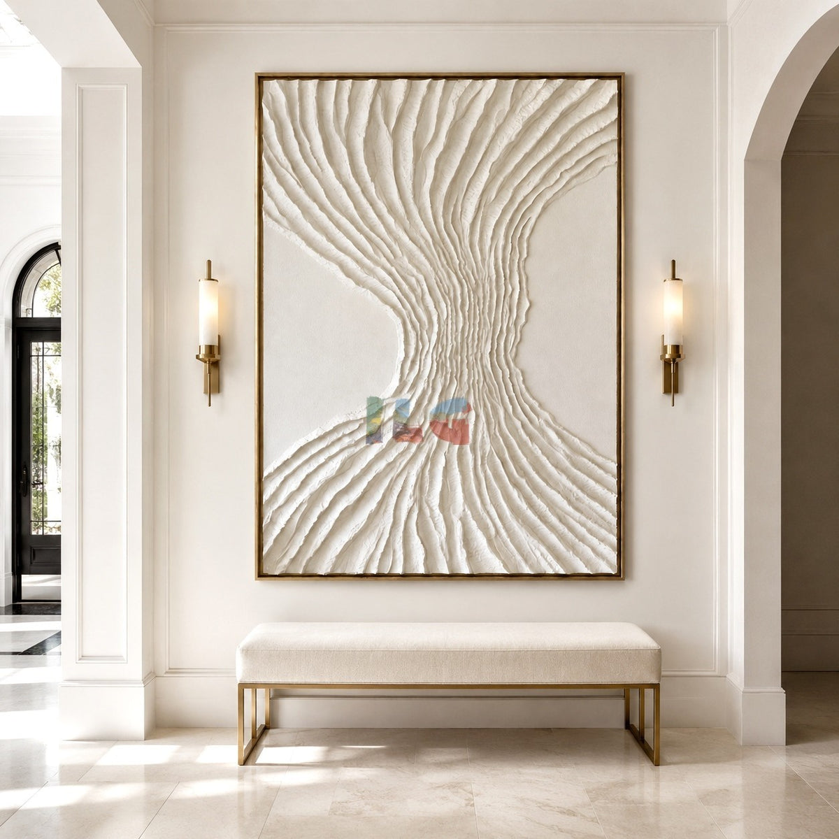 Ivory Flowing Roots – Minimalist Organic Textured Wall Art
