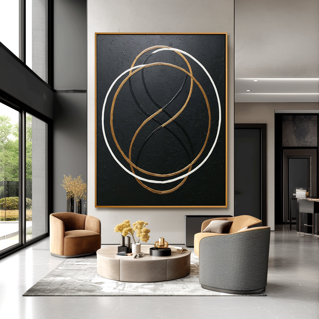 Overlapping Rings - Modern Minimalist Abstract Line Wall Art