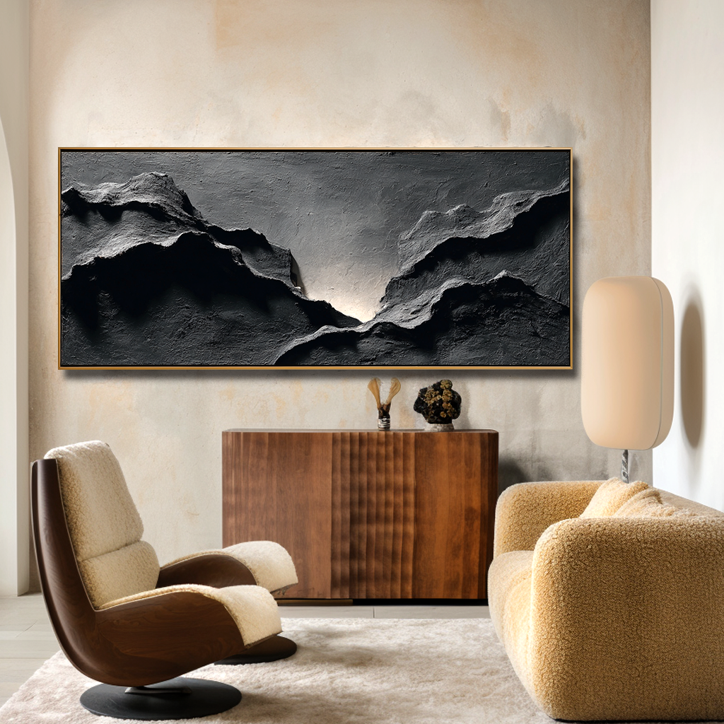 Still Rift #2 – Large Textured Abstract Wall Art, Hand-Painted Modern Canvas