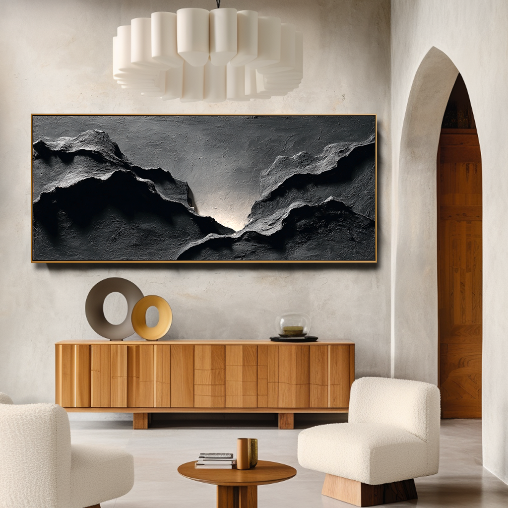 Still Rift #2 – Large Textured Abstract Wall Art, Hand-Painted Modern Canvas