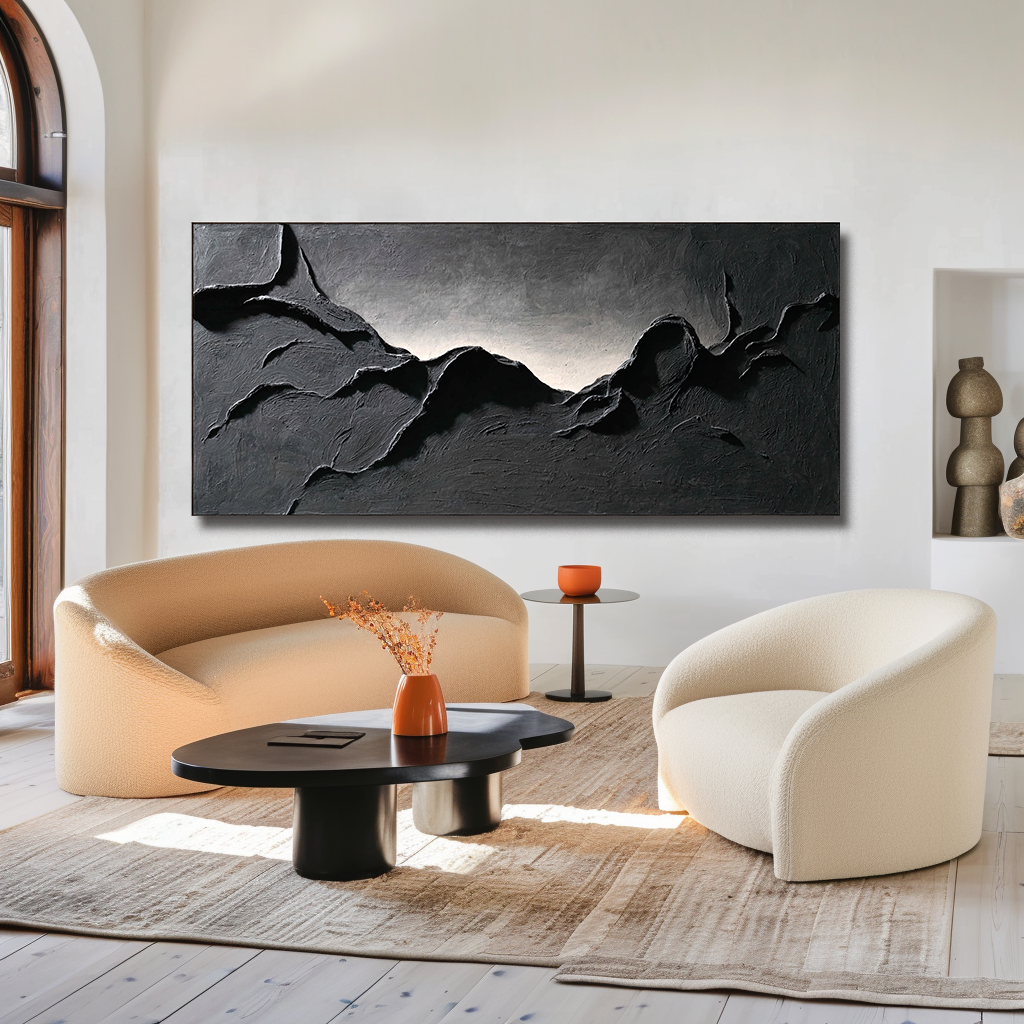 Still Rift – Large Textured Abstract Wall Art, Hand-Painted Modern Canvas