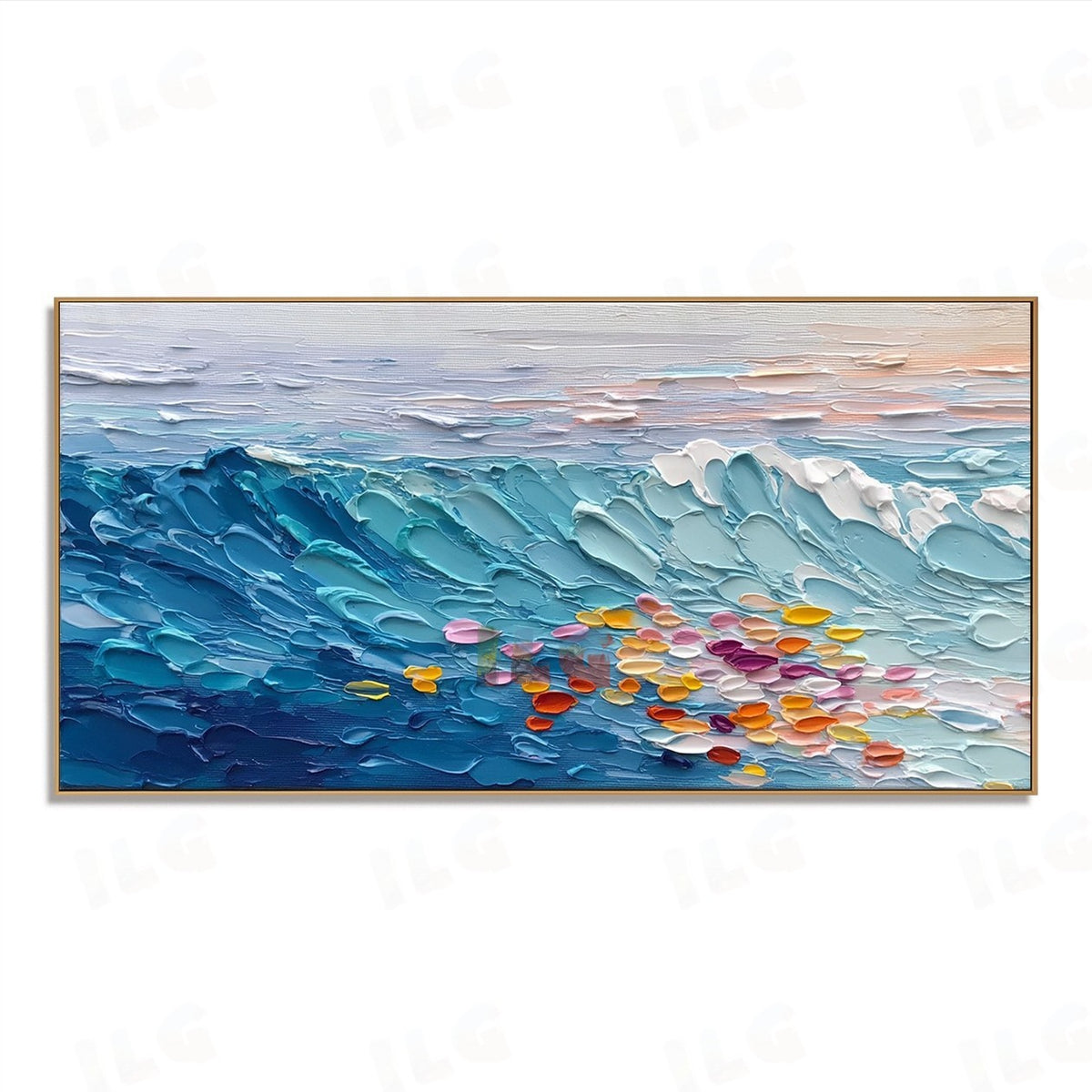 Azure Tide Garden – Textured Ocean Wall Art
