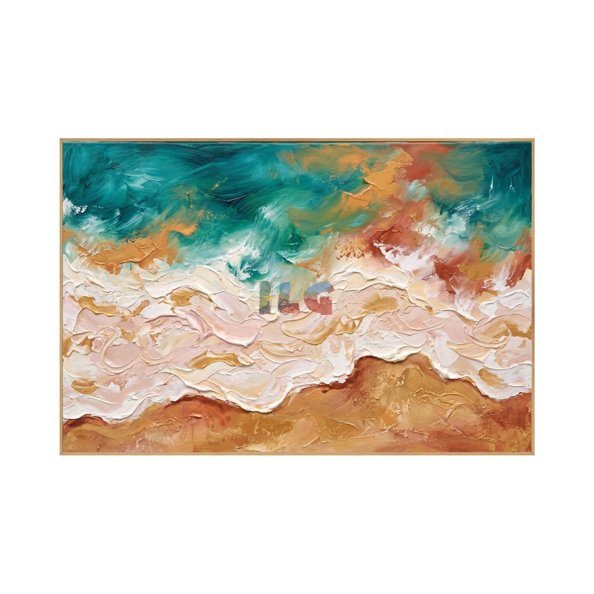 Golden Tidewater – Abstract Coastal Ocean Wave Textured Wall Art