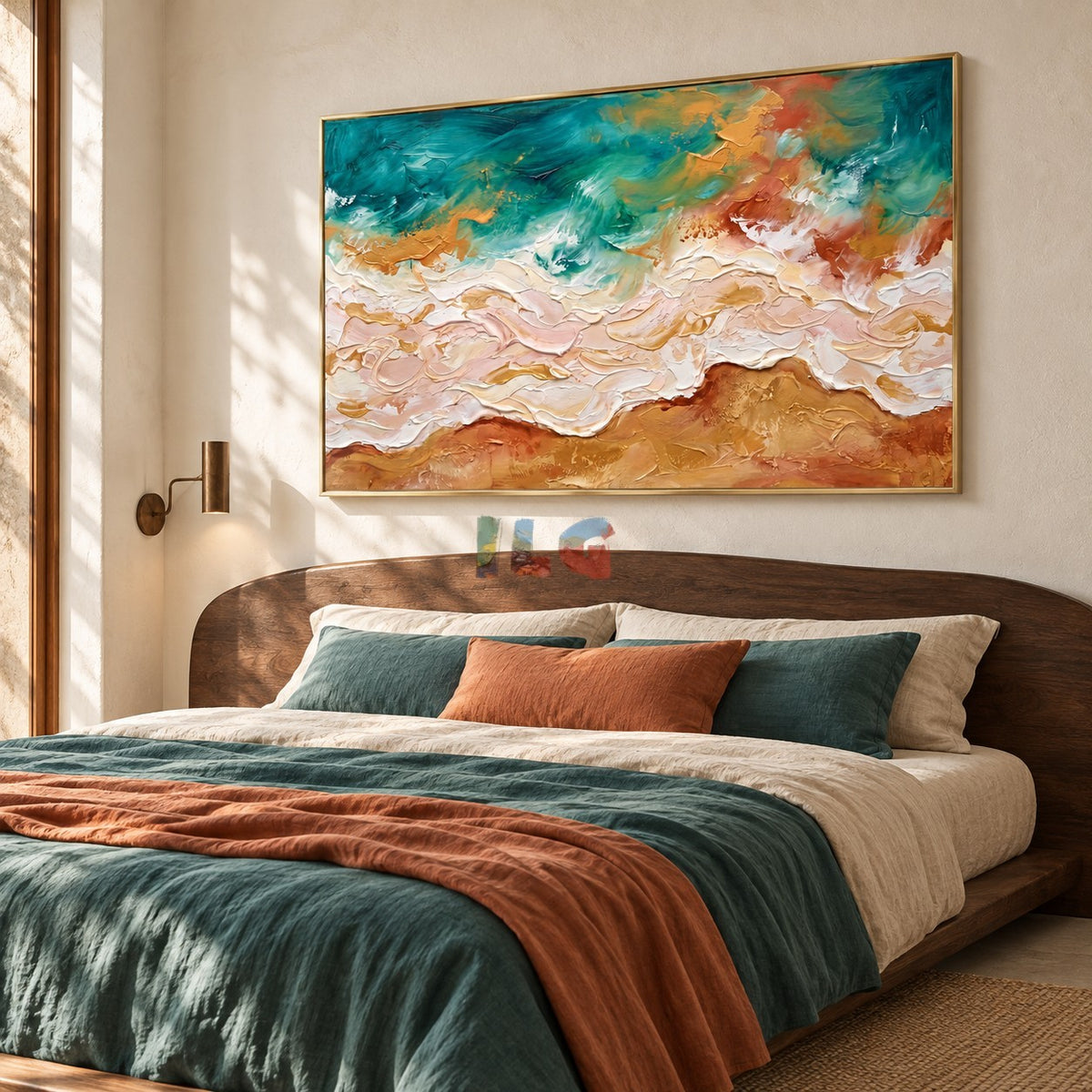 Golden Tidewater – Abstract Coastal Ocean Wave Textured Wall Art