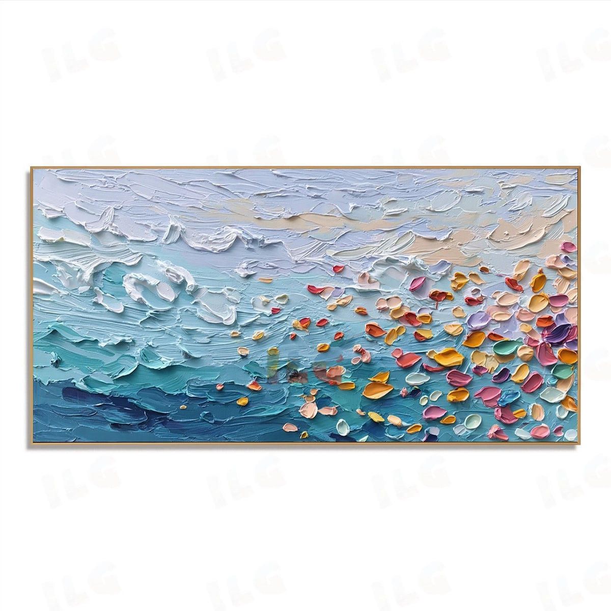 Petal Surf Reverie – Textured Ocean Wall Art