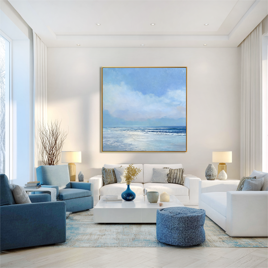 Tranquil Drift — Minimalist Ocean Seascape Wall Art