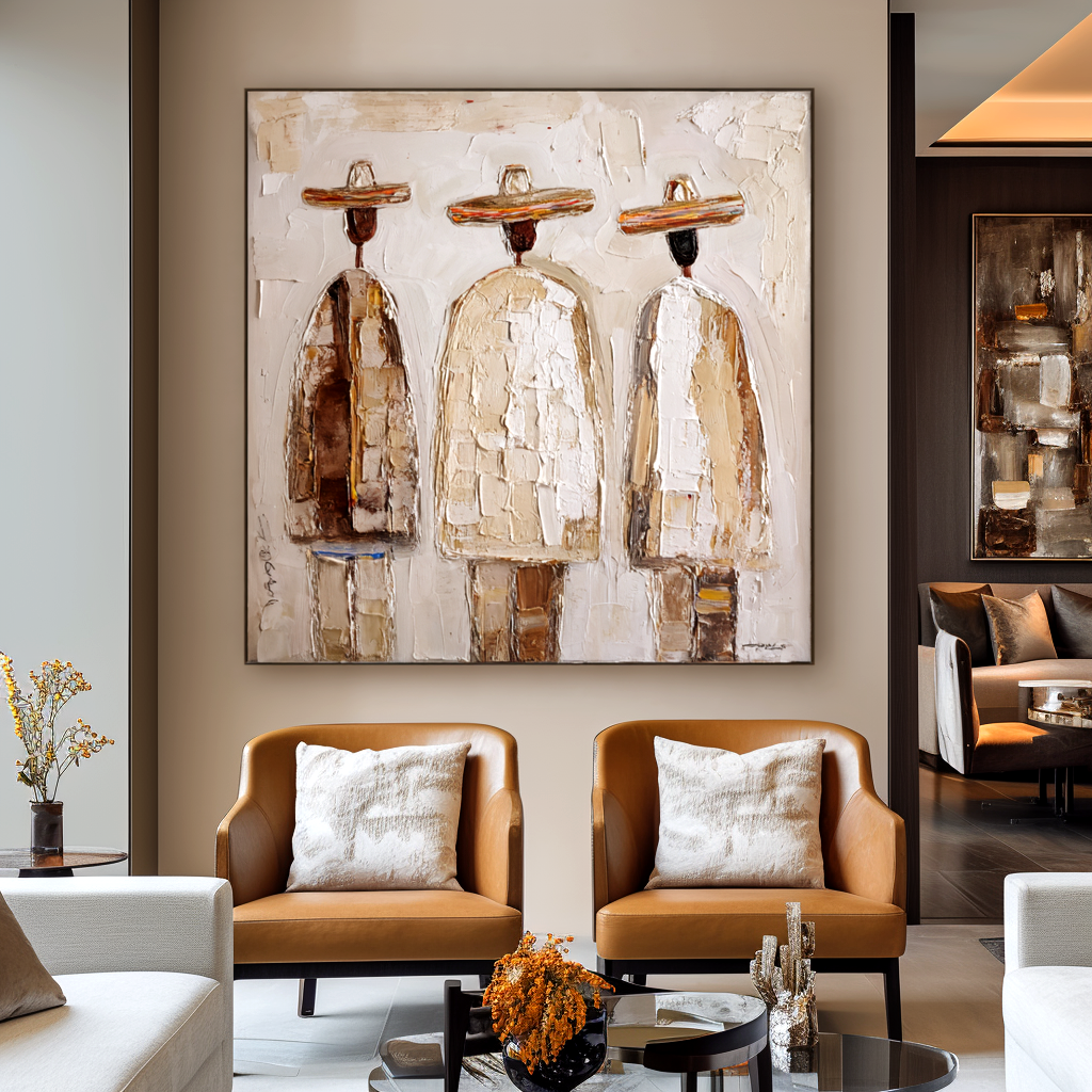 Desert Wanderers – Abstract Textured Figure Painting