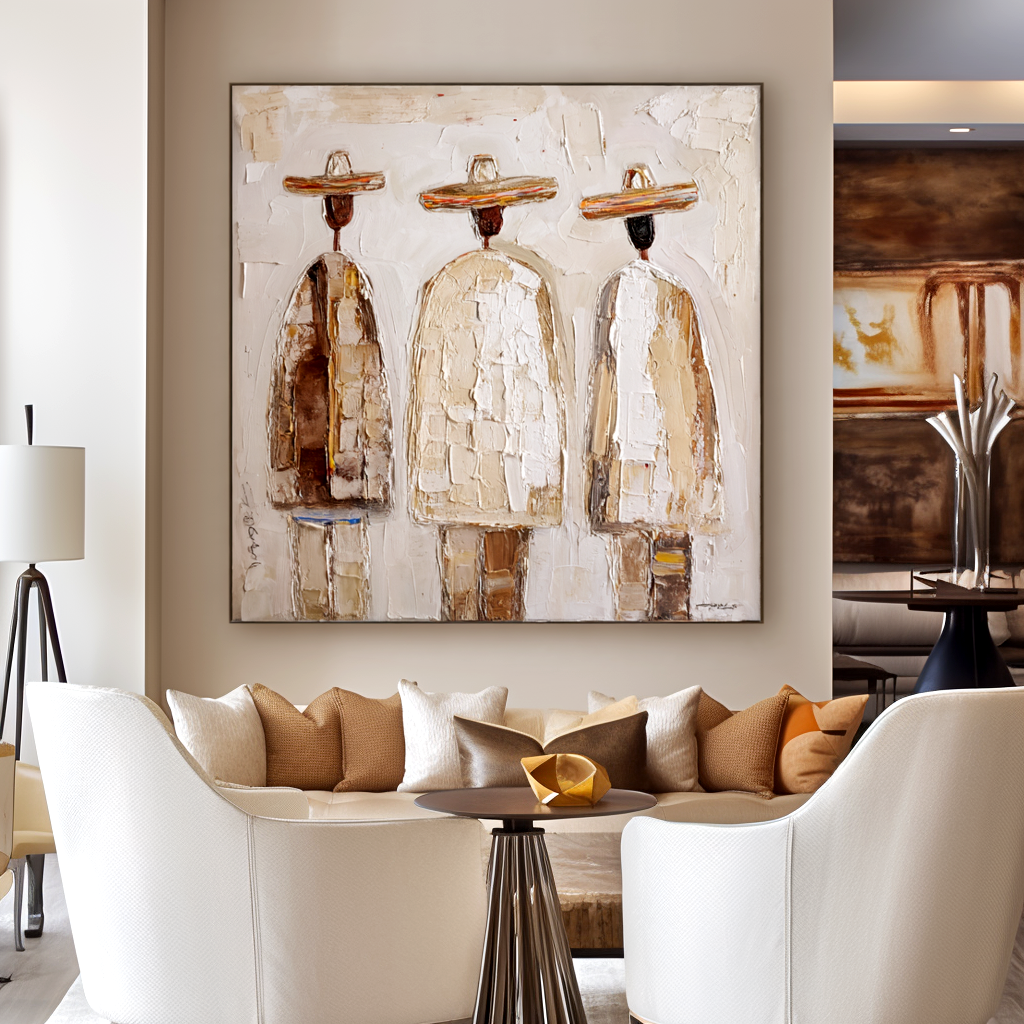 Desert Wanderers – Abstract Textured Figure Painting