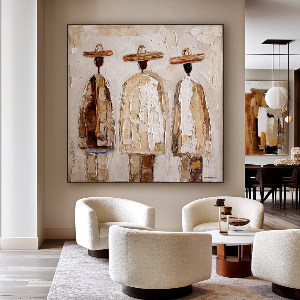 Desert Wanderers – Abstract Textured Figure Painting