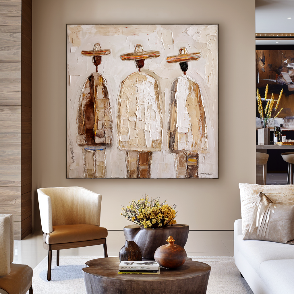 Desert Wanderers – Abstract Textured Figure Painting