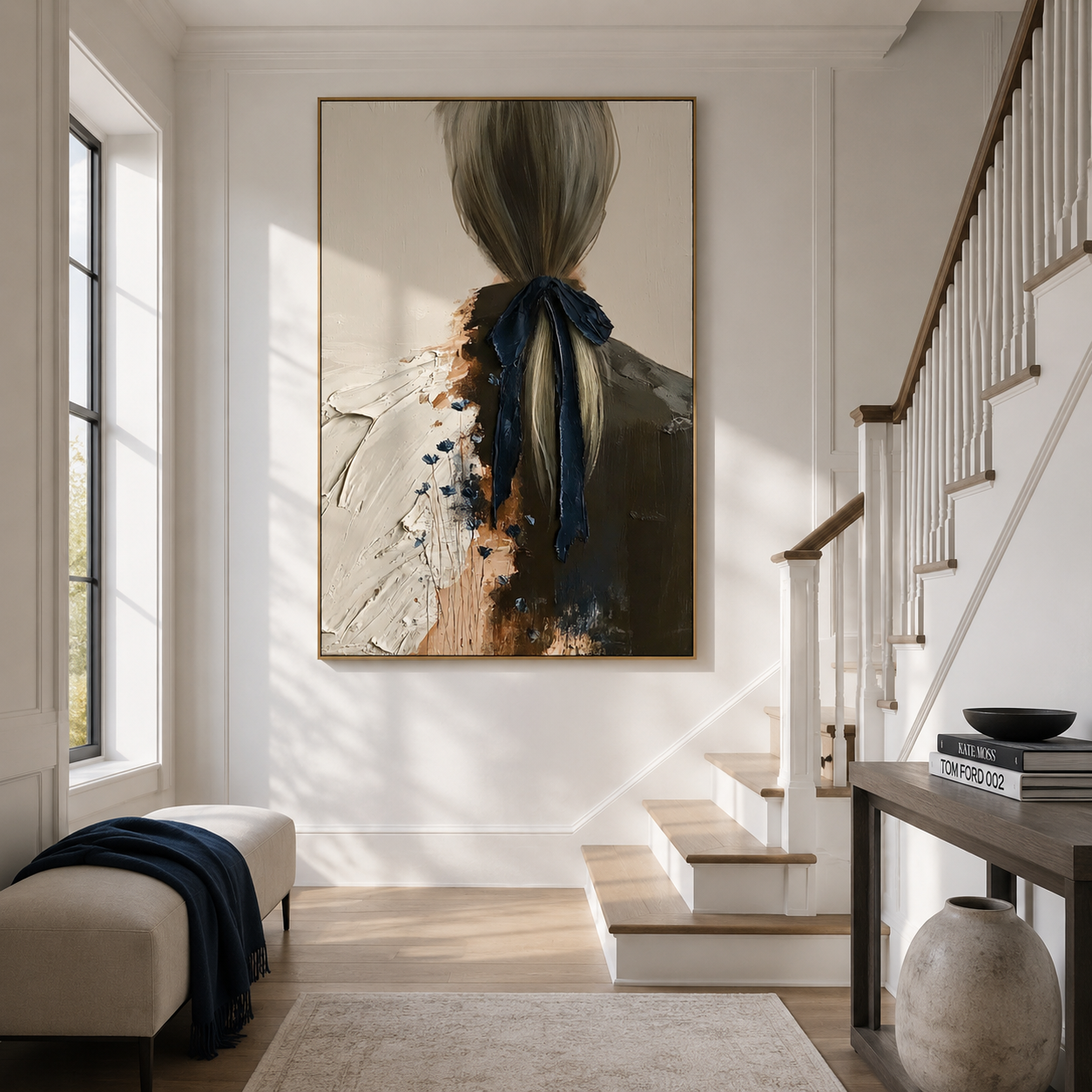 Midnight Ribbon - Hand-Painted Figurative Oil Painting Acoustic Panel