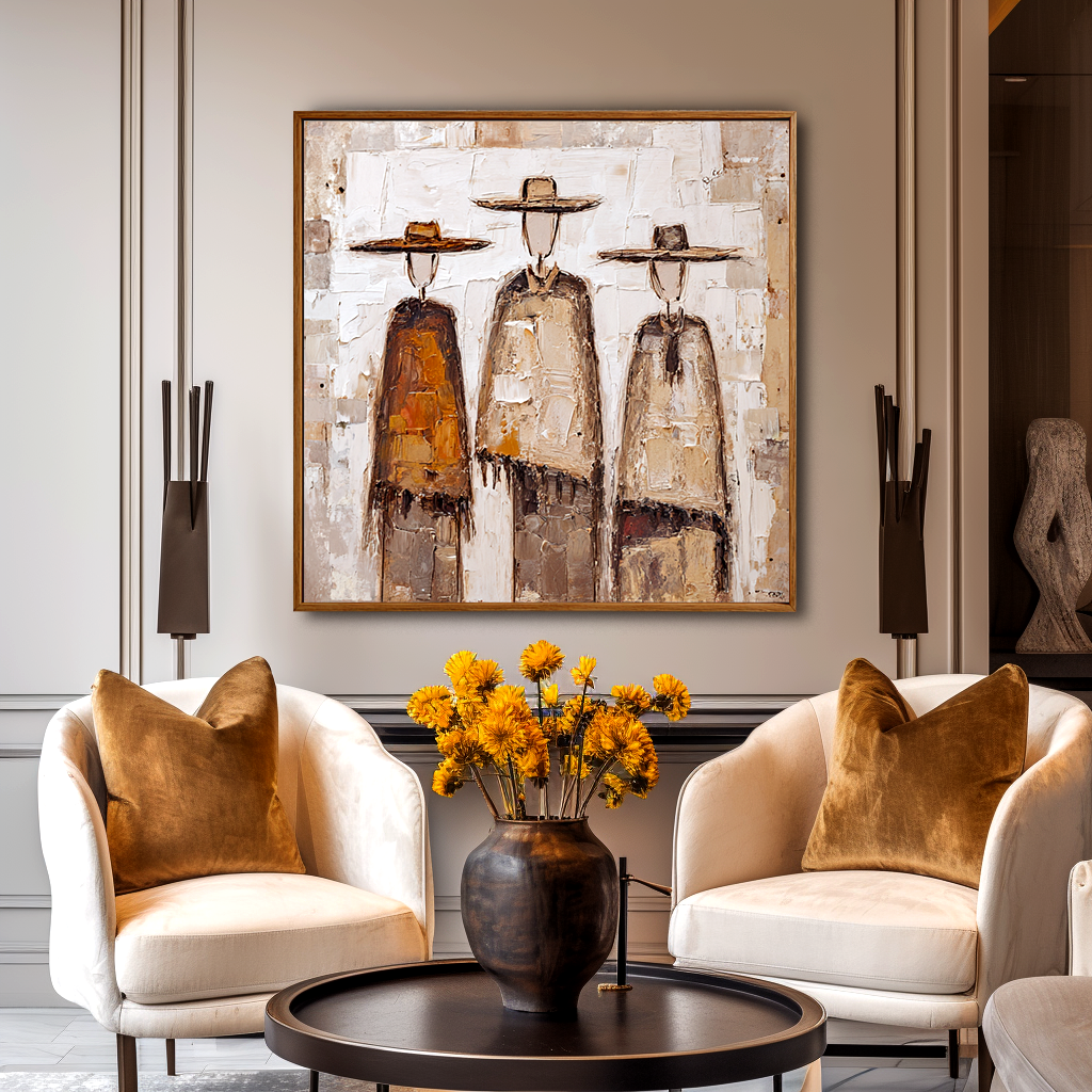 Nomads of the Quiet Plains — Abstract Textured Figurative Painting