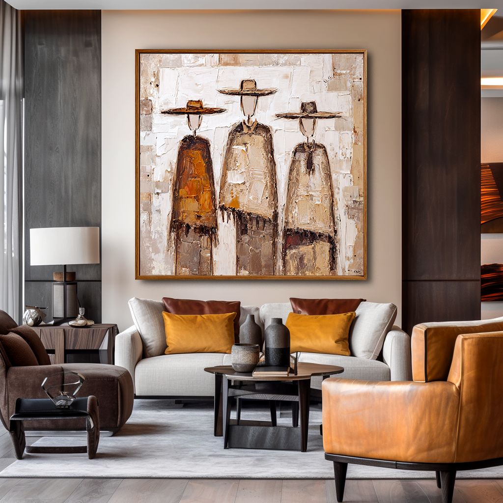 Nomads of the Quiet Plains — Abstract Textured Figurative Painting