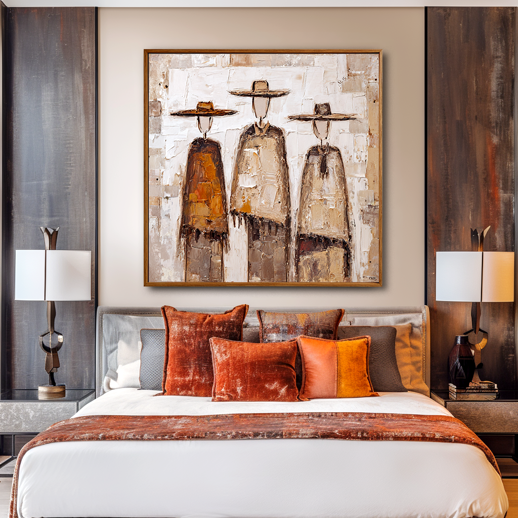 Nomads of the Quiet Plains — Abstract Textured Figurative Painting