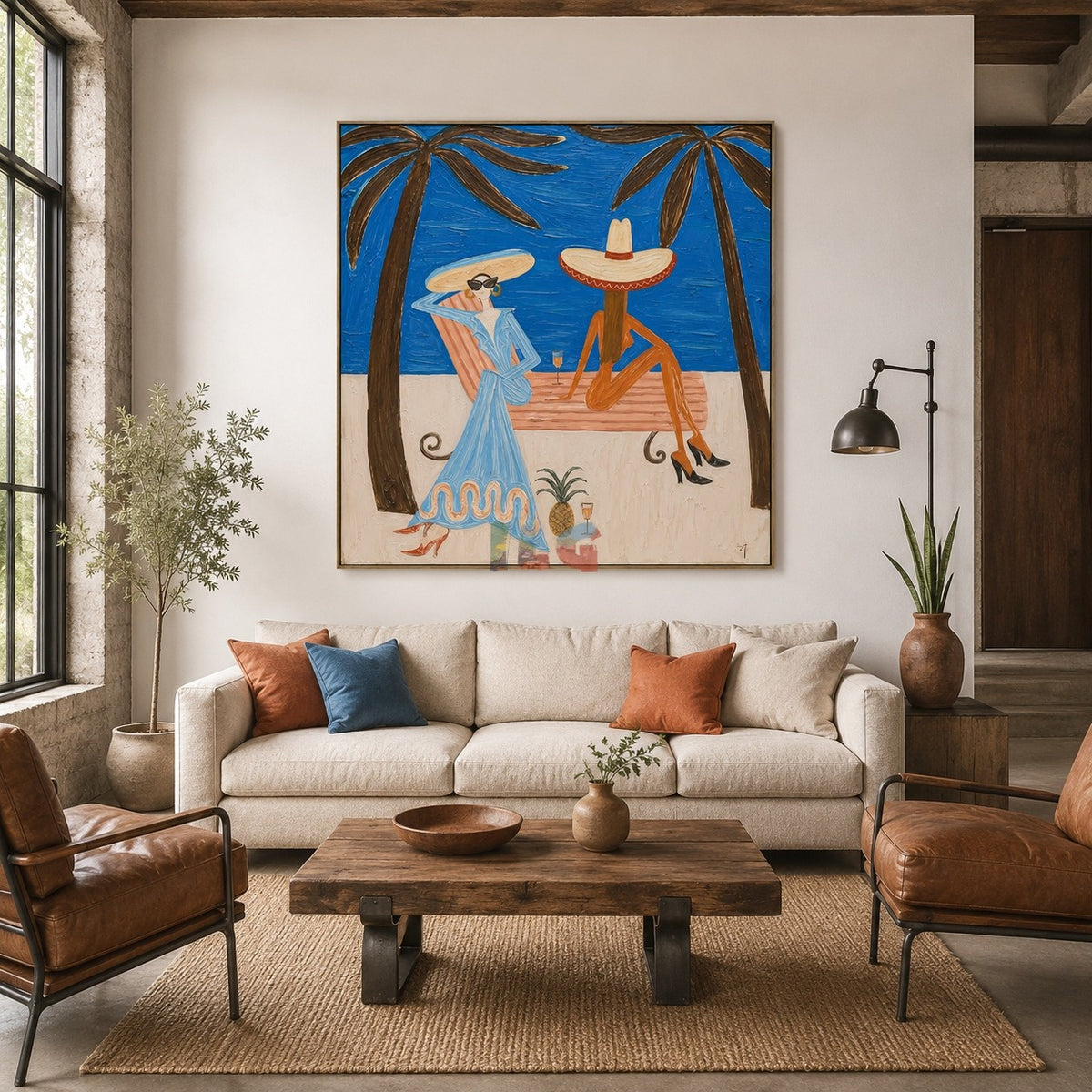 Palm Coast Lounge Duo – Coastal Figure Wall Art