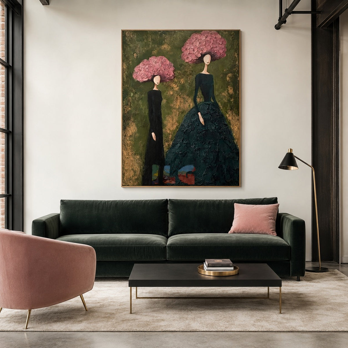 Pink Blossom Muses – Textured Figure Wall Art