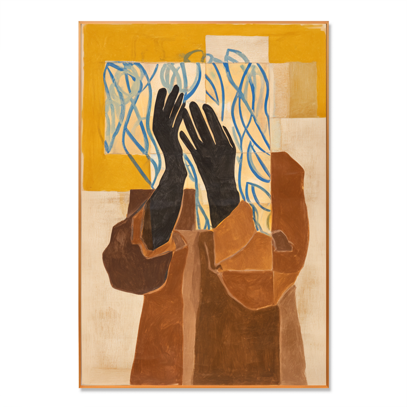 Silent Gesture - Hand-Painted Abstract Figure Painting Acoustic Panel