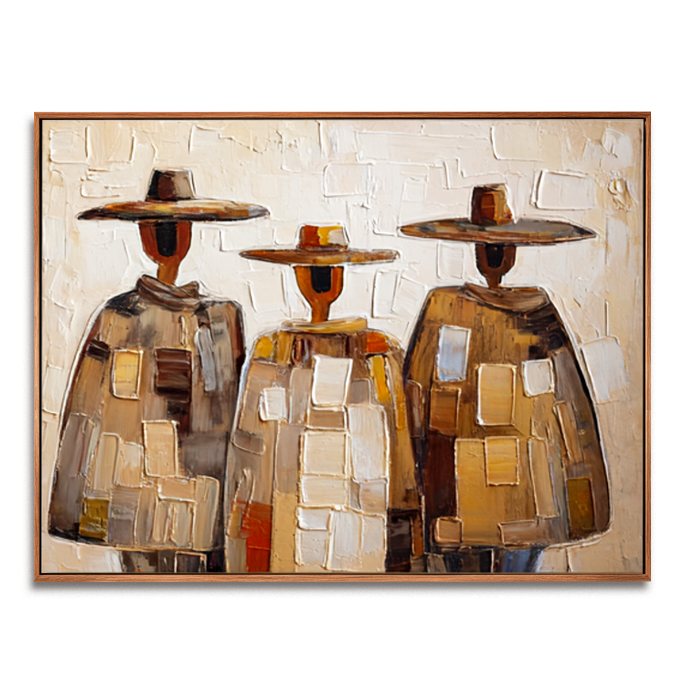Wandering Companions – Textured Abstract Nomad Trio Painting