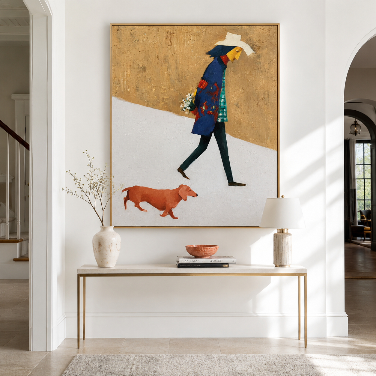 Wandering Petals - Hand-Painted Minimalist Figure Art Acoustic Panel