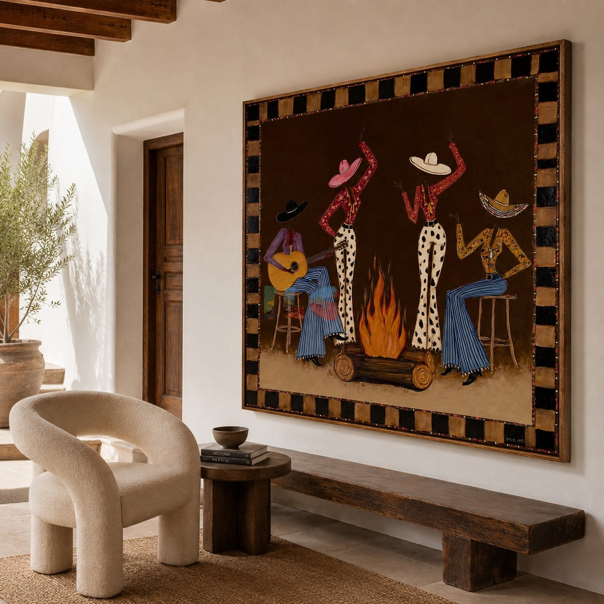 Campfire Rhythm – Western Figure Wall Art