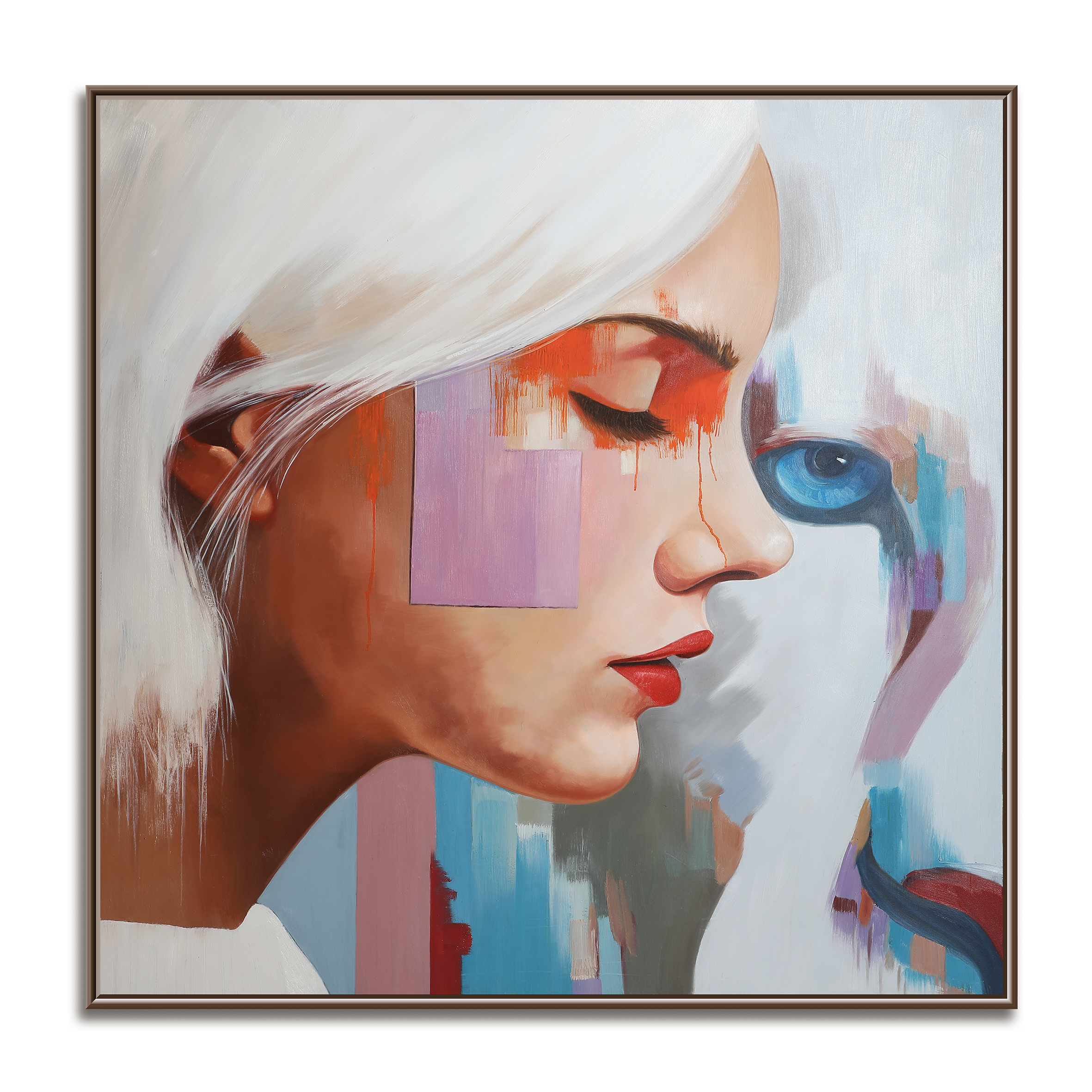 Reflected Silence – Abstract Portrait Oil Painting, Modern Figurative Canvas Art for Contemporary Interiors