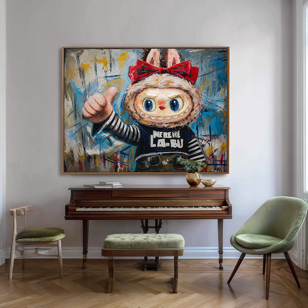 Brave Smile - Labubu Inspired Character Oil Painting