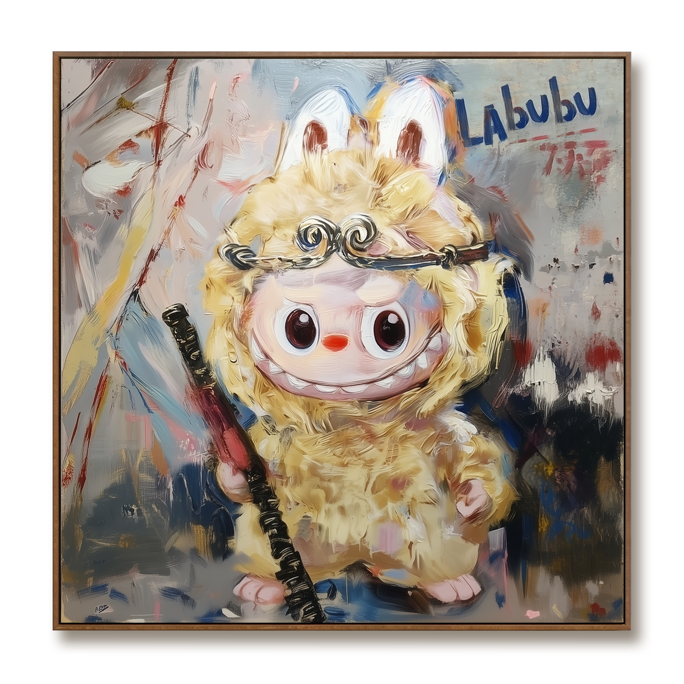 Golden Guardian - Labubu Inspired Fantasy Character Oil Painting