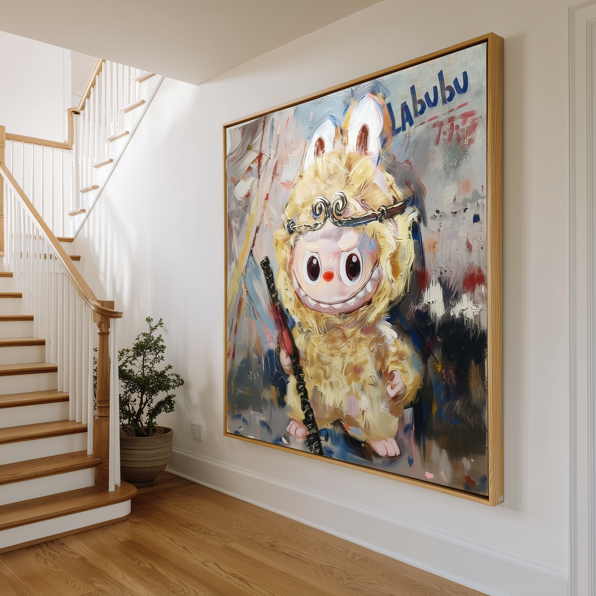 Golden Guardian - Labubu Inspired Fantasy Character Oil Painting