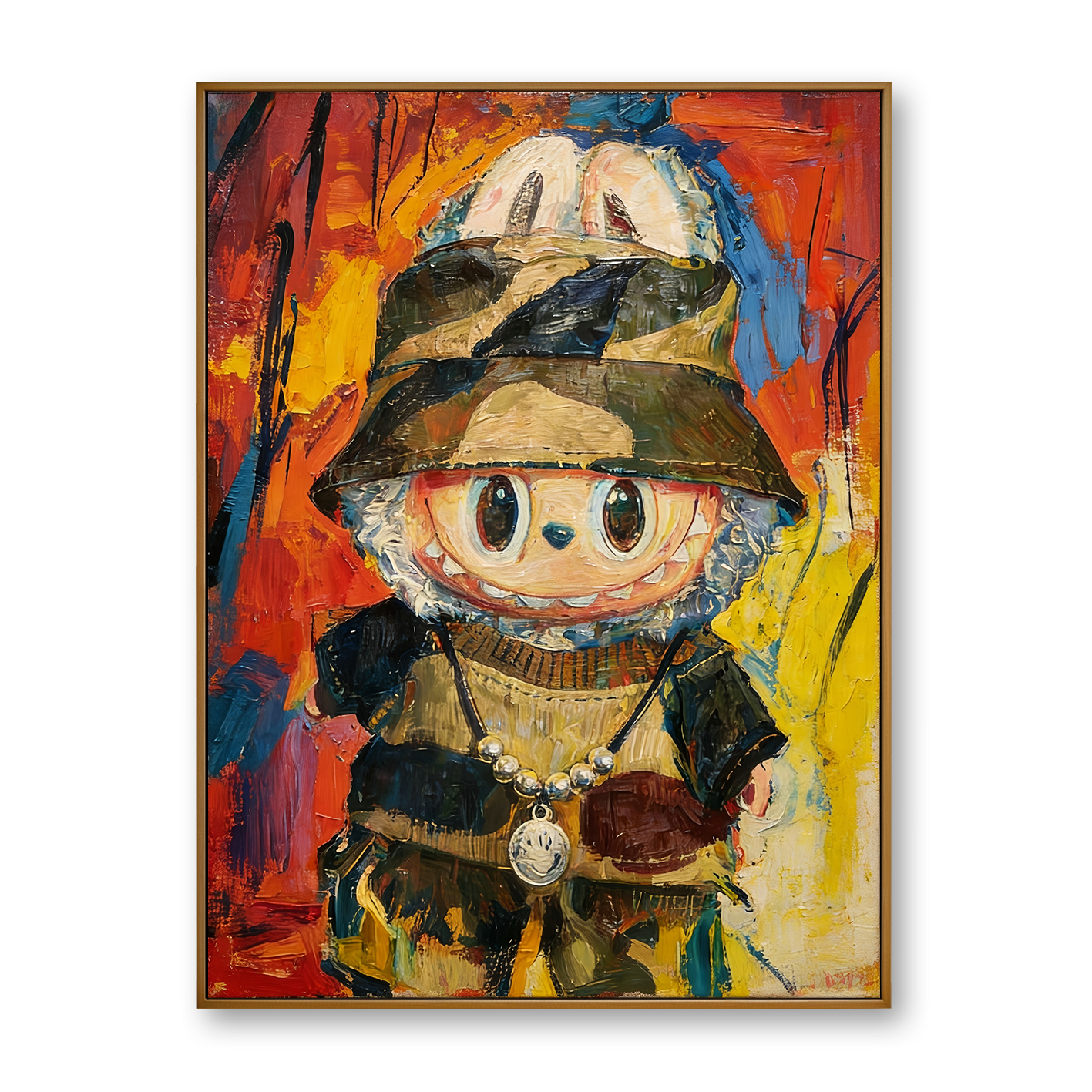 Golden Mischief - Labubu Inspired Character Oil Painting