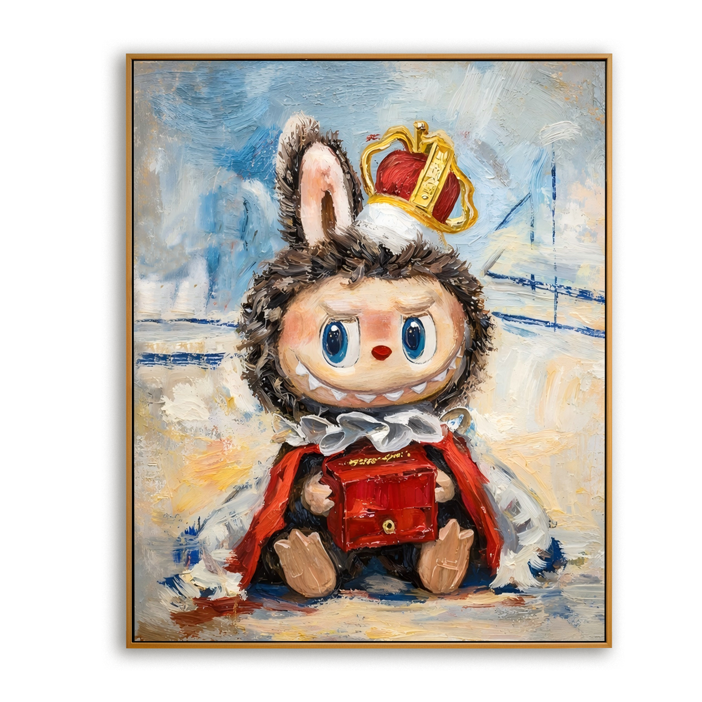 Little Crown Keeper - Labubu Inspired Royal Character Oil Painting