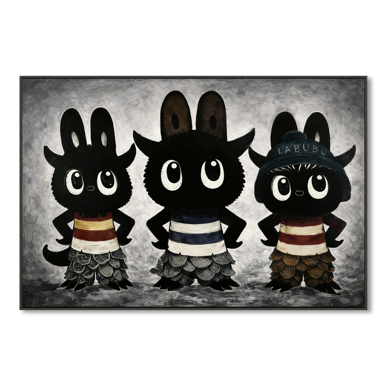 Shadow Parade - Labubu Inspired Character Group Oil Painting