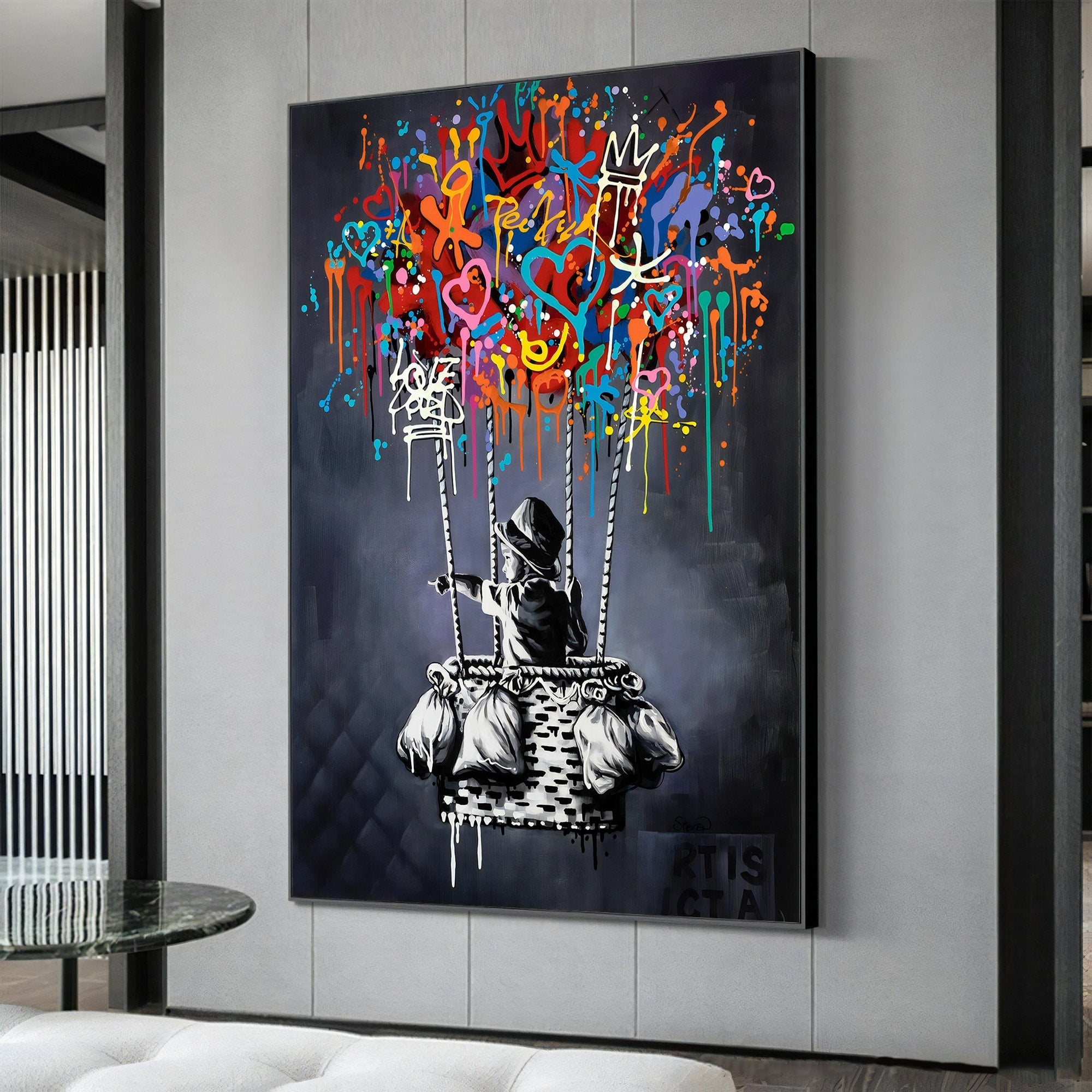 Graffiti Dreams — Street Art Balloon Oil Painting, Modern Pop Wall Art