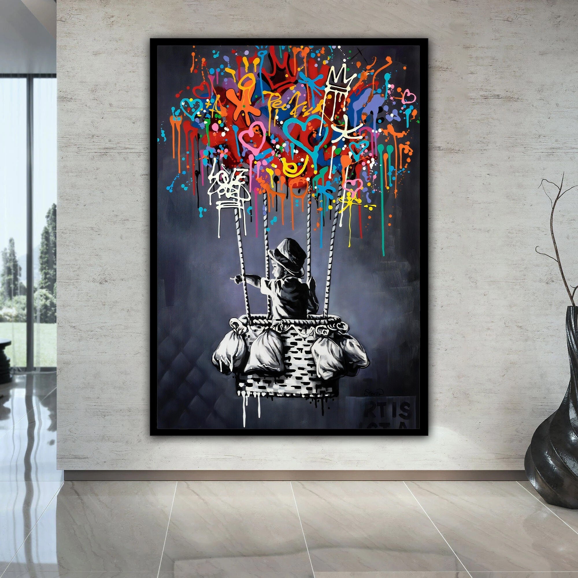 Graffiti Dreams — Street Art Balloon Oil Painting, Modern Pop Wall Art