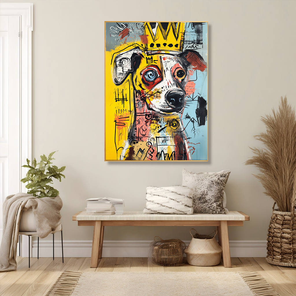 Crowned Companion - Contemporary Dog Portrait Oil Painting