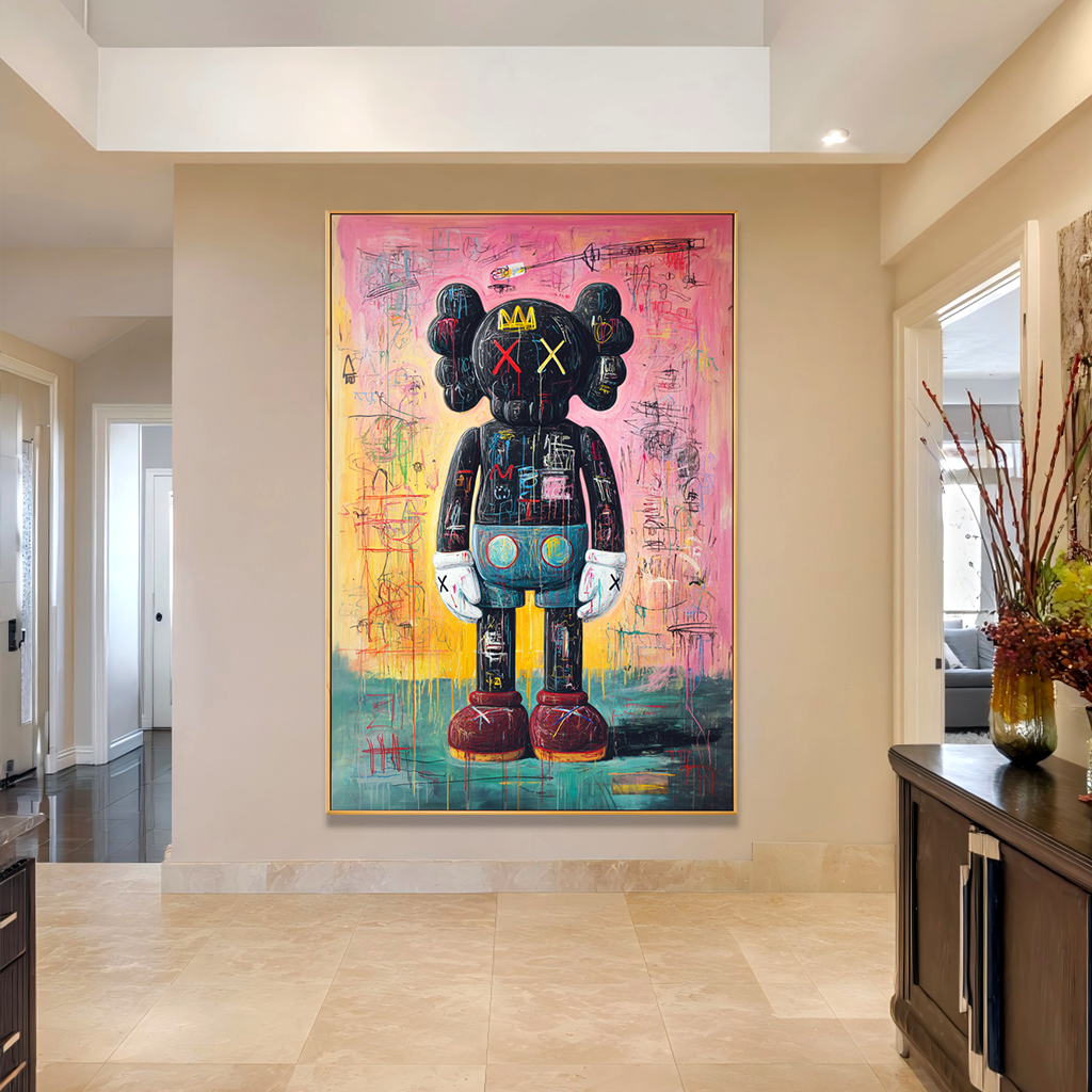 Crowned Static - KAWS Inspired Graffiti Figure Oil Painting