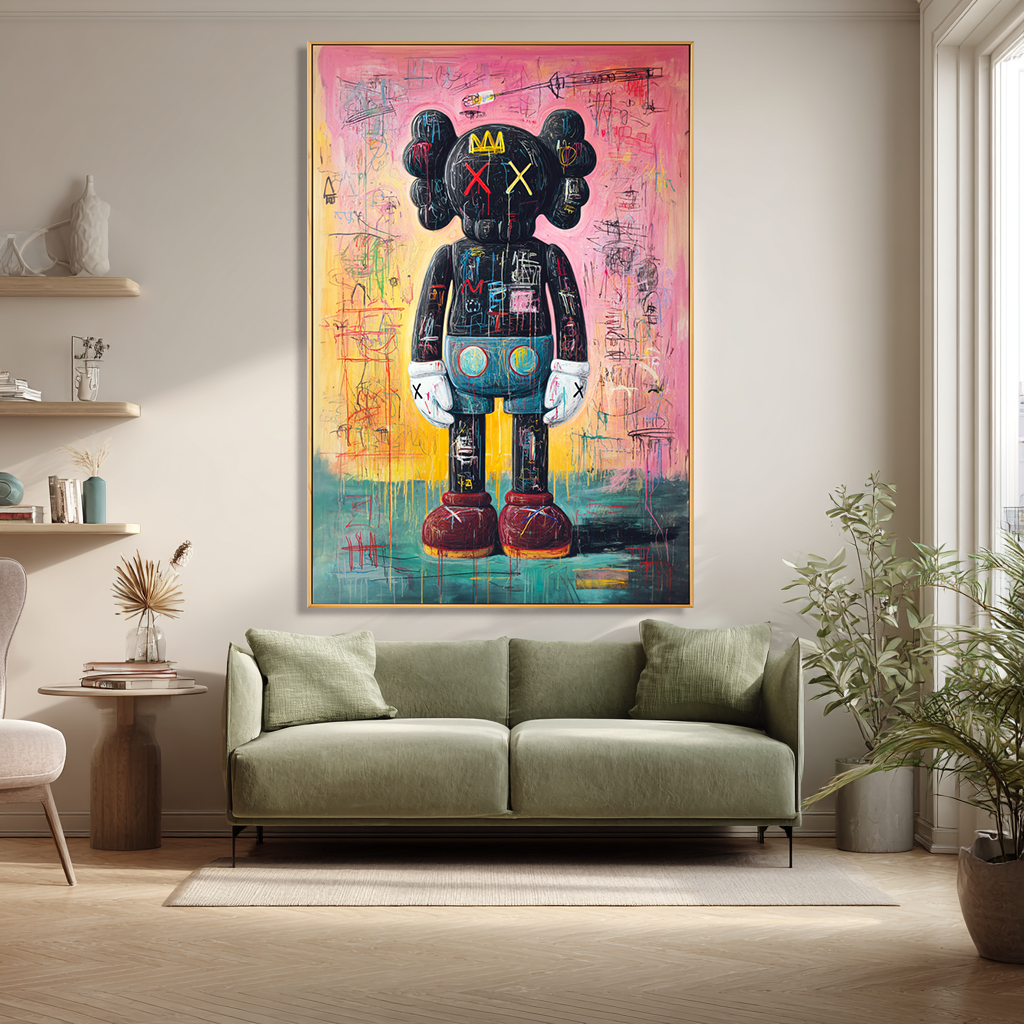 Crowned Static - KAWS Inspired Graffiti Figure Oil Painting