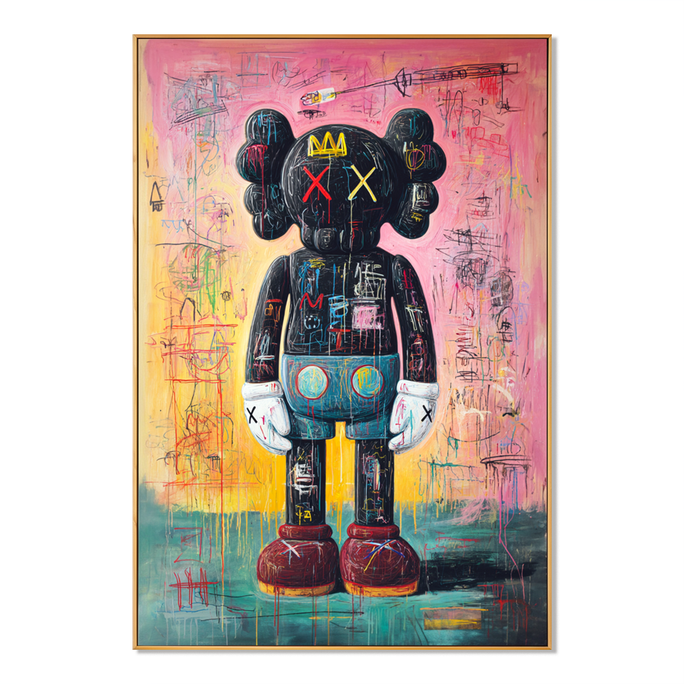 Crowned Static - KAWS Inspired Graffiti Figure Oil Painting