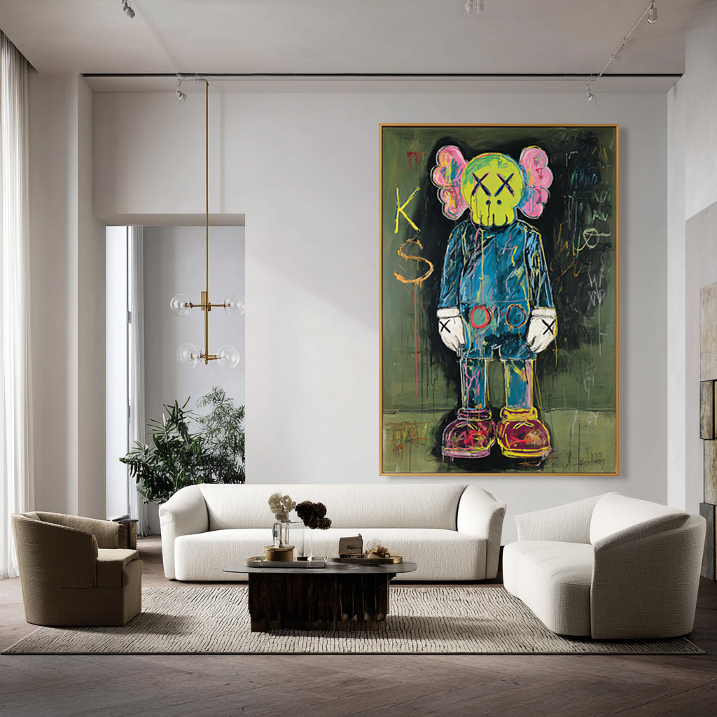 Lime Static - KAWS Inspired Contemporary Figure Oil Painting