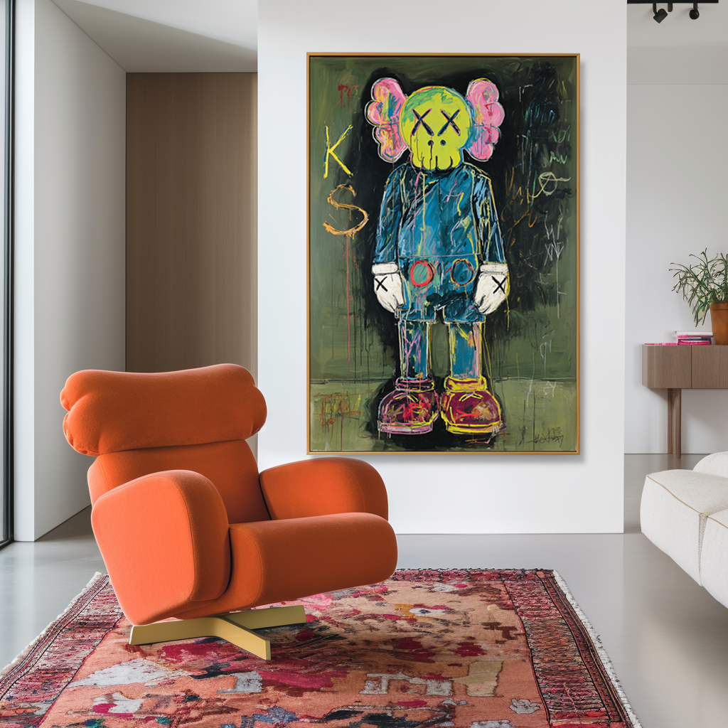Lime Static - KAWS Inspired Contemporary Figure Oil Painting
