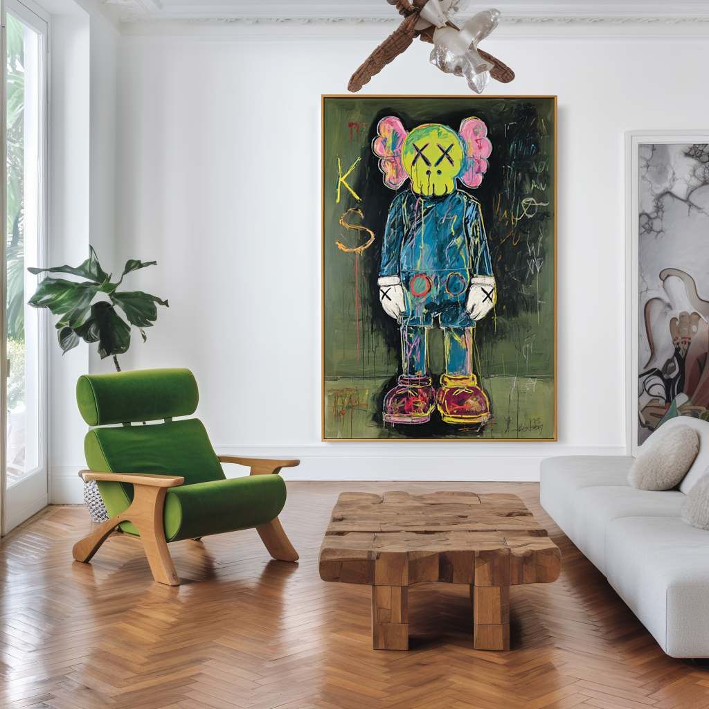 Lime Static - KAWS Inspired Contemporary Figure Oil Painting