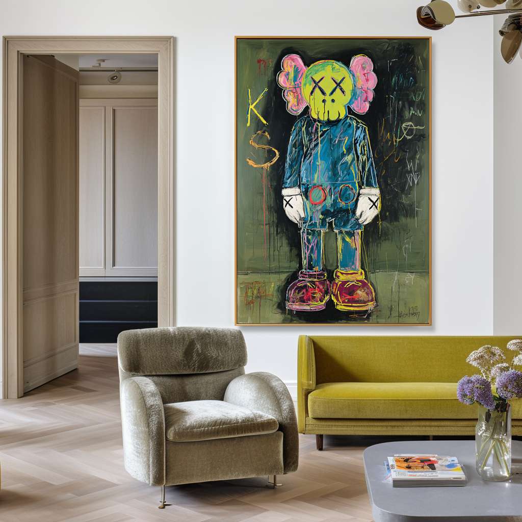 Lime Static - KAWS Inspired Contemporary Figure Oil Painting