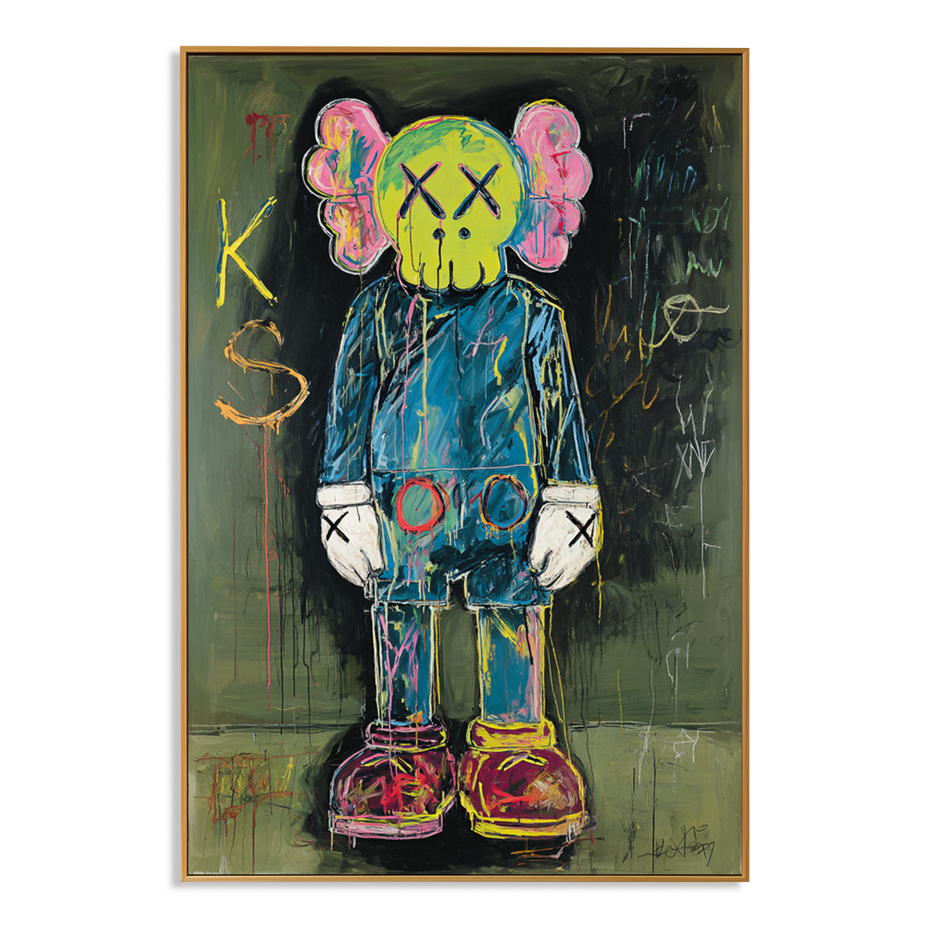 Lime Static - KAWS Inspired Contemporary Figure Oil Painting