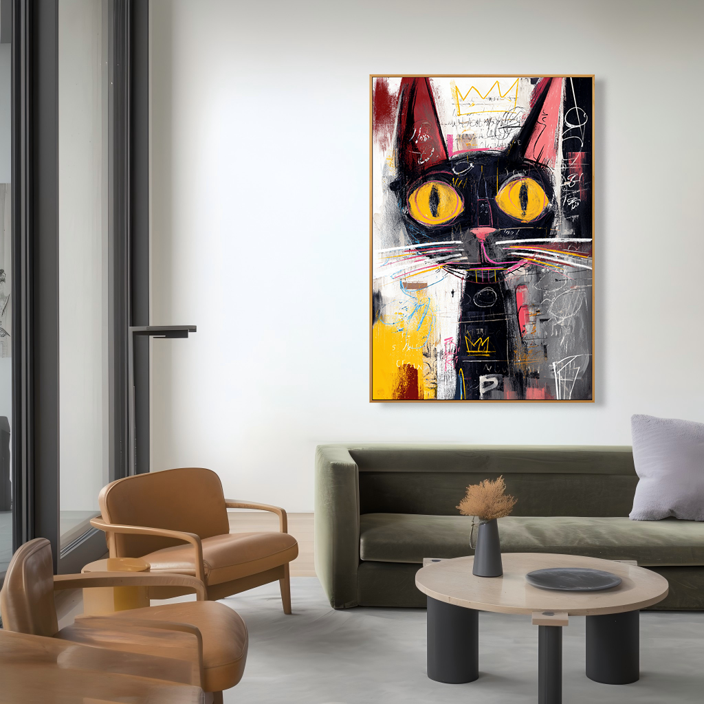 Midnight Crown - Contemporary Cat Portrait Oil Painting