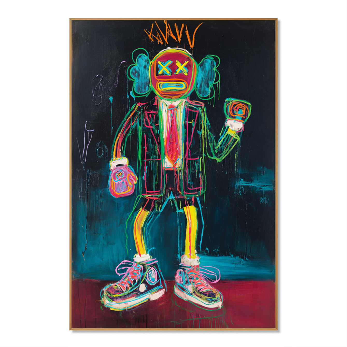 Neon Crown - KAWS Inspired Graffiti Figure Oil Painting