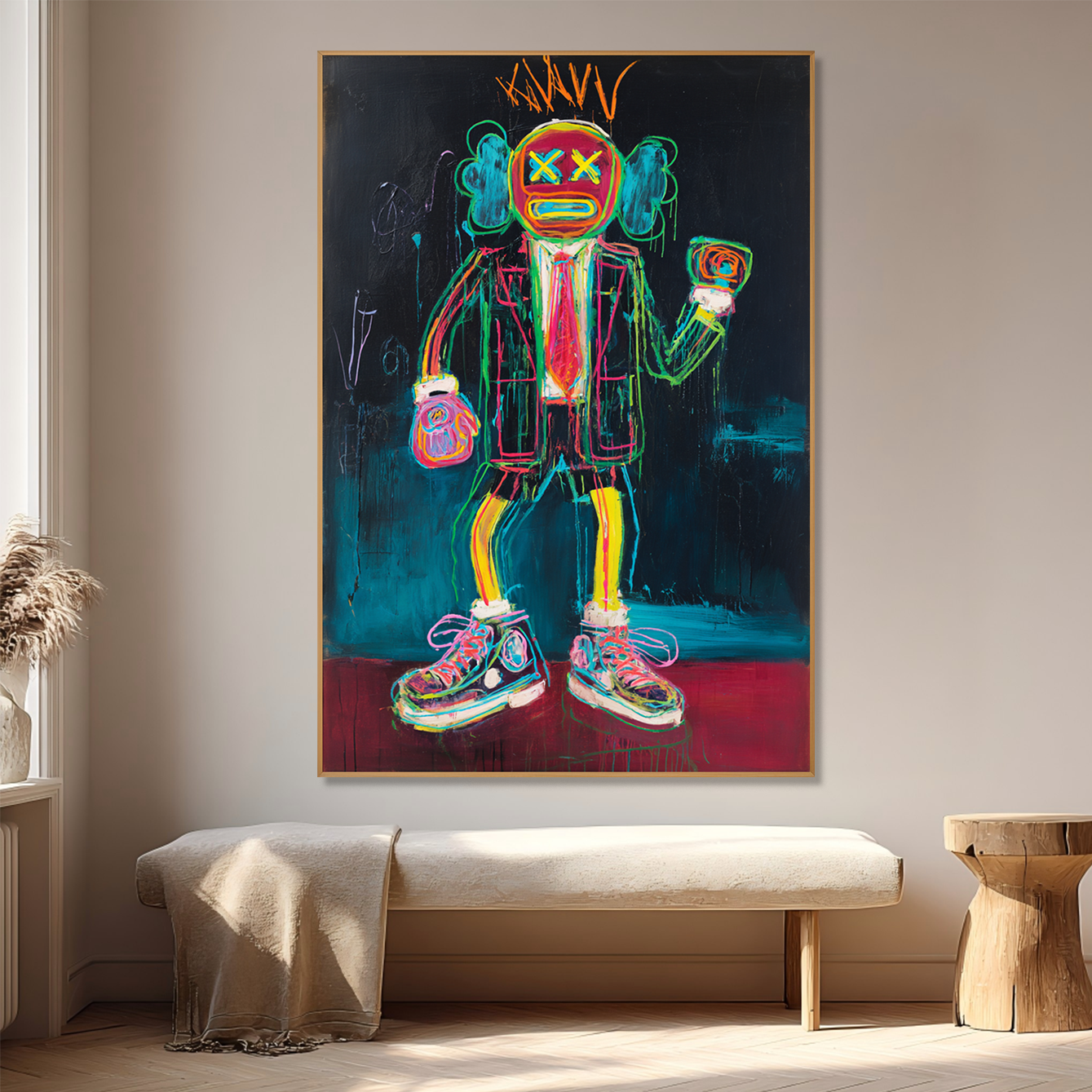 Neon Crown - KAWS Inspired Graffiti Figure Oil Painting