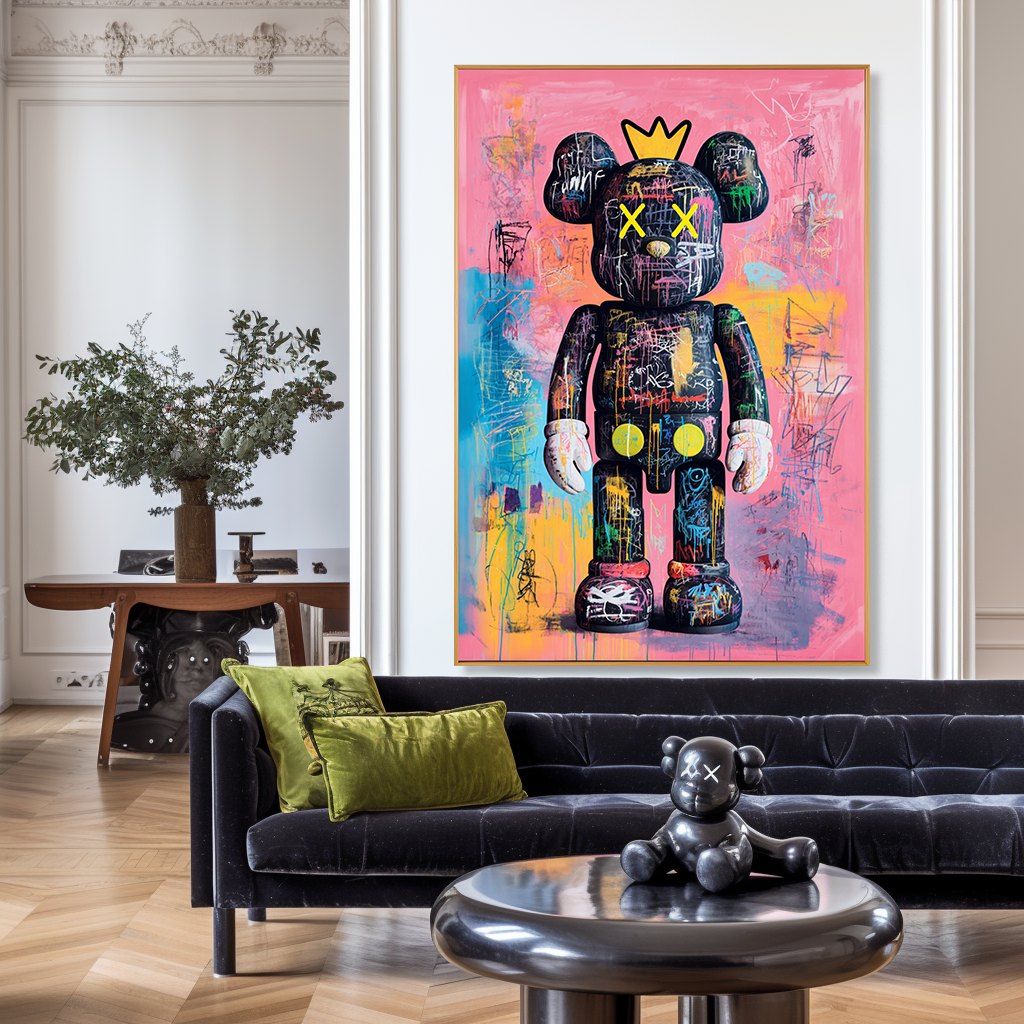 Pink Kingdom - KAWS Inspired Crowned Figure Oil Painting