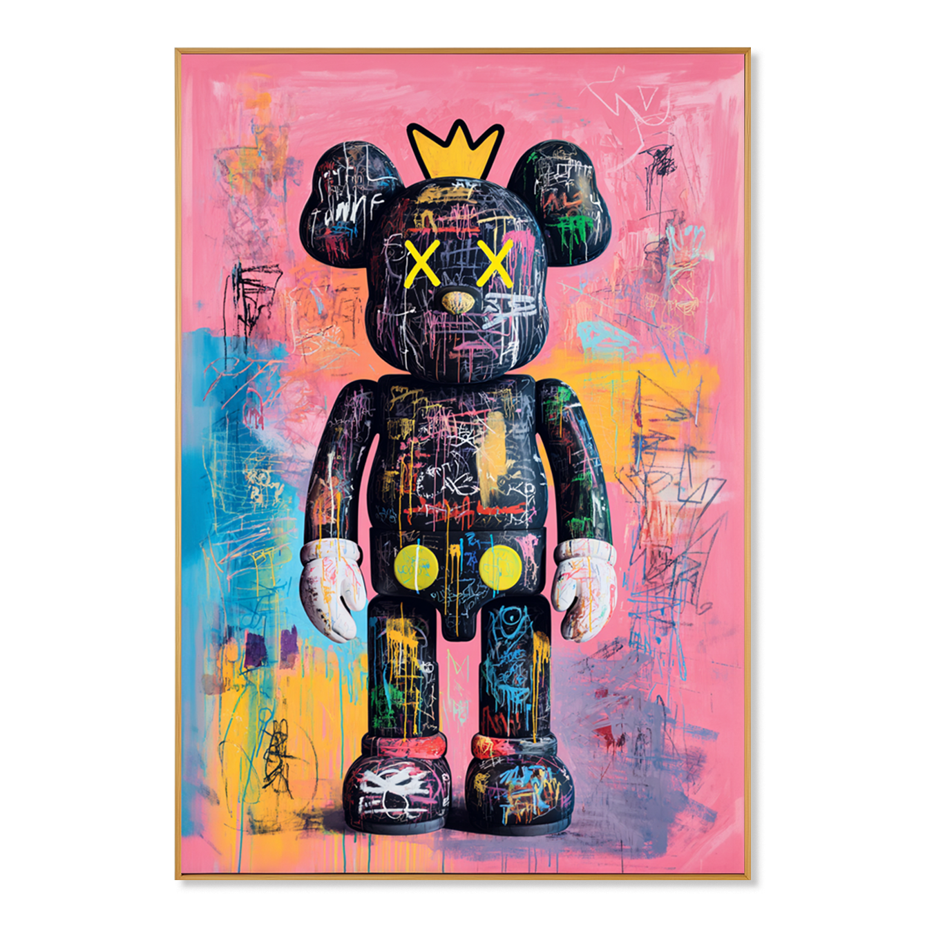 Pink Kingdom - KAWS Inspired Crowned Figure Oil Painting